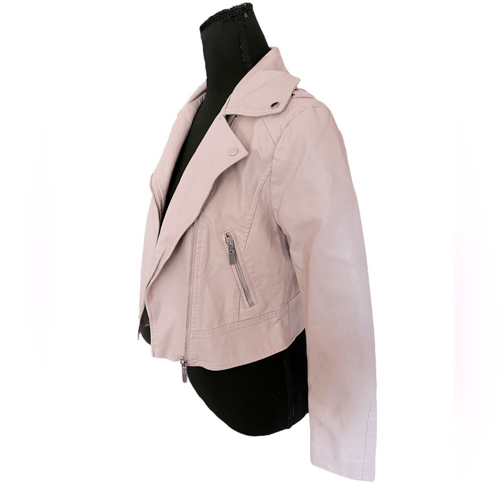 ZOLA FSLR Pink Faux Leather Cropped Moto Jacket “Southside Serpents” Cut… - Picture 10 of 12